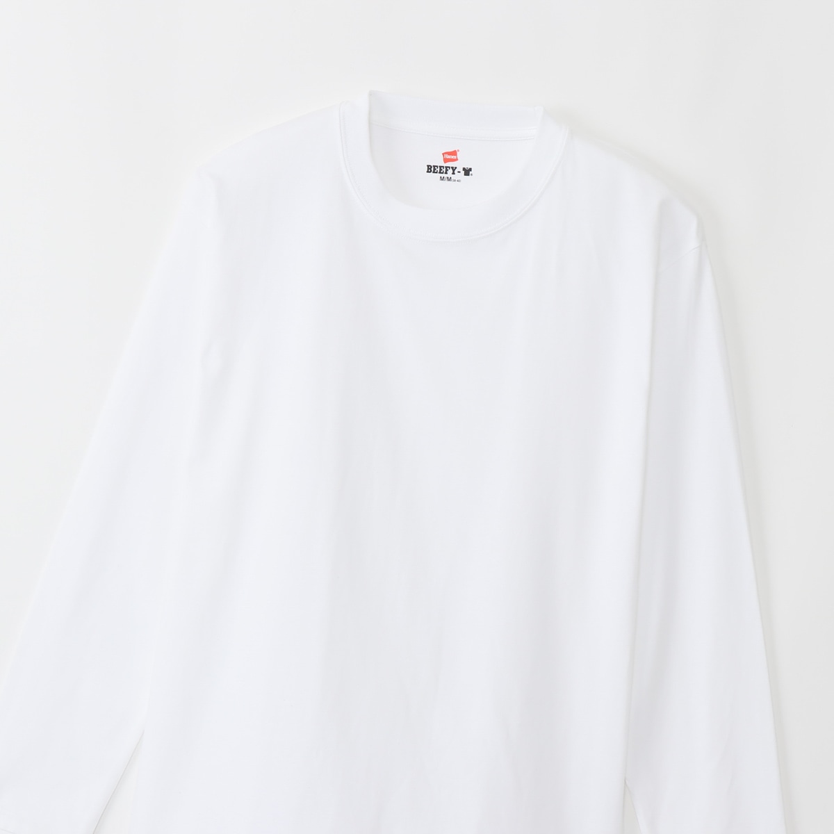 大きいサイズ ビーフィーロングスリーブTシャツ ホワイト | ヘインズの