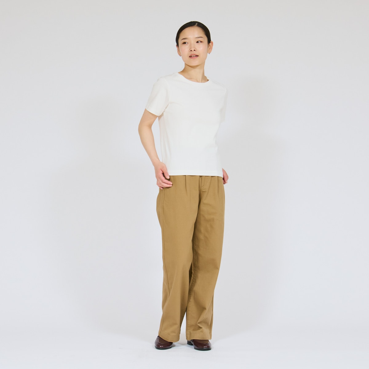 Hanes T-SHIRTS SHIRO for HER �N���[�l�b�NT�V���c
