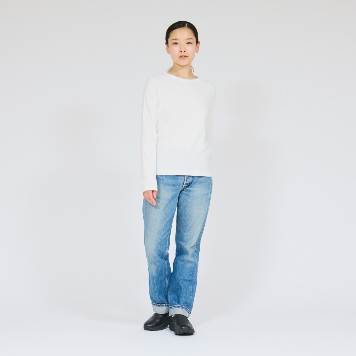 2P Japan Fit for HER クルーネックロングスリーブTシャツ ホワイト