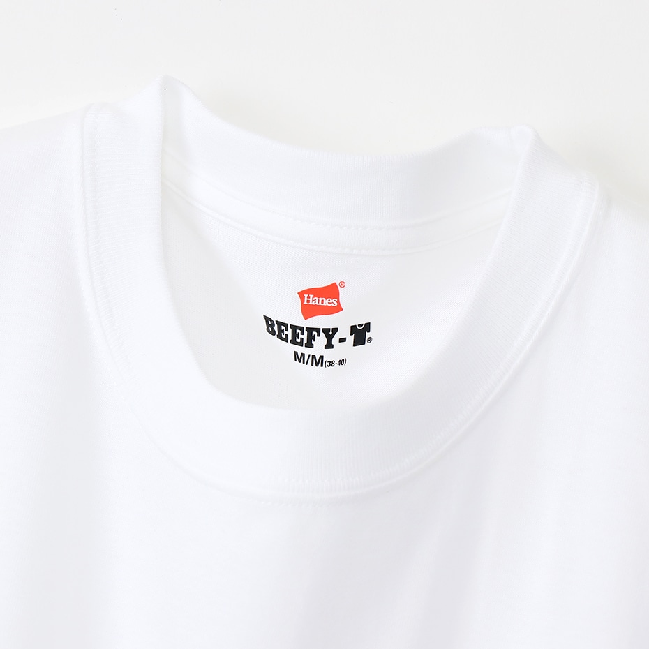 大きいサイズ ビーフィーロングスリーブTシャツ ホワイト | ヘインズの