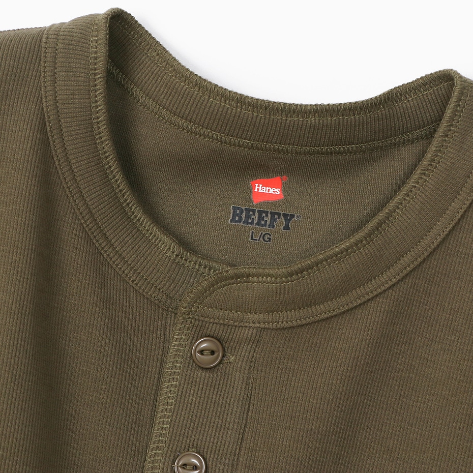 ＜OUTLET＞BEEFY リブヘンリーネックTシャツ BEEFY ヘインズ(HM1-T103)
