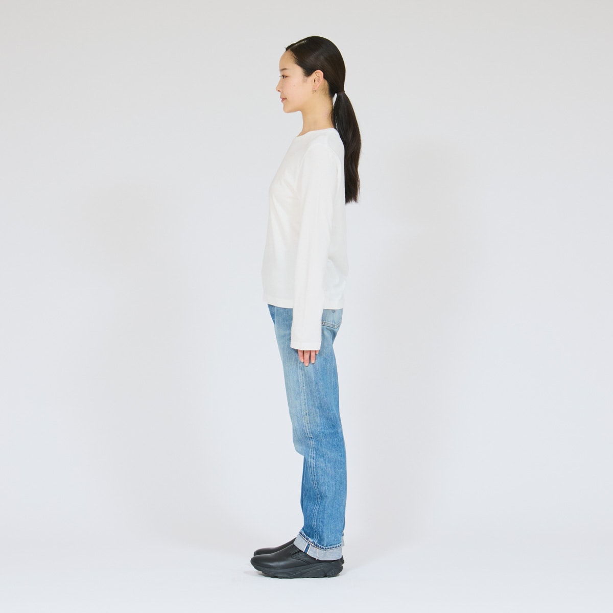 2P Japan Fit for HER クルーネックロングスリーブTシャツ ホワイト