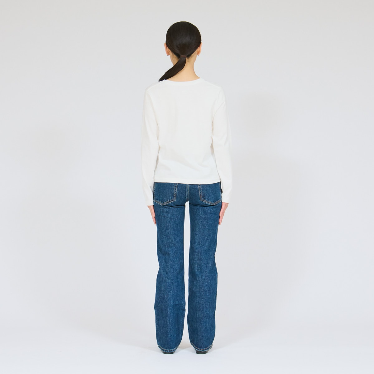 Hanes T-SHIRTS SHIRO for HER �N���[�l�b�N�����O�X���[�uT�V���c