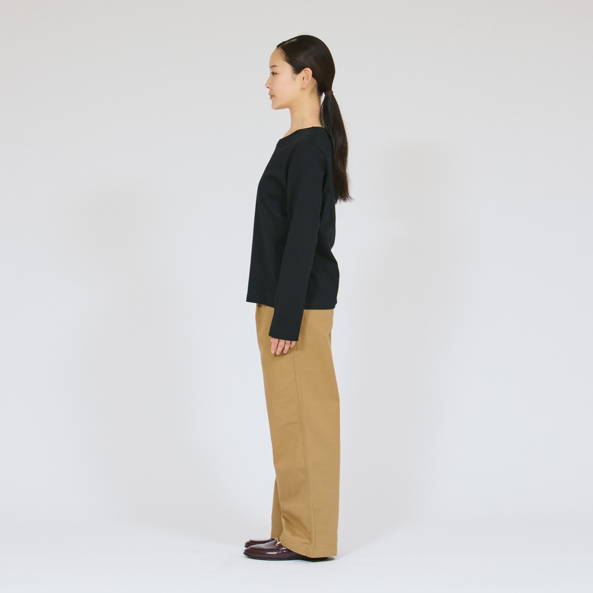 Hanes T-SHIRTS KURO for HER �N���[�l�b�N�����O�X���[�uT�V���c