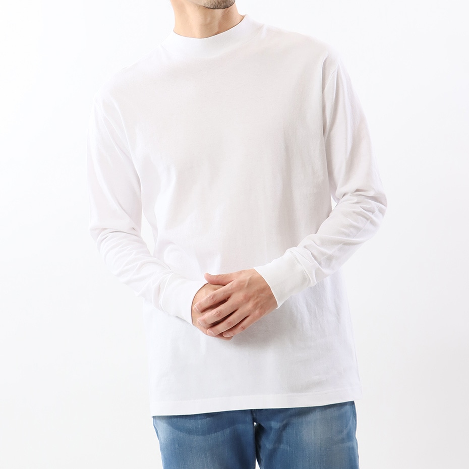 モックネックロングスリーブ Tシャツ ホワイト | ヘインズの公式通販サイト