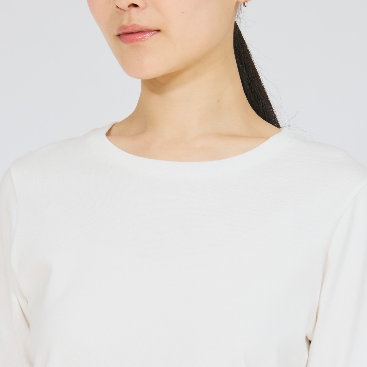 Hanes T-SHIRTS SHIRO for HER �N���[�l�b�N�����O�X���[�uT�V���c