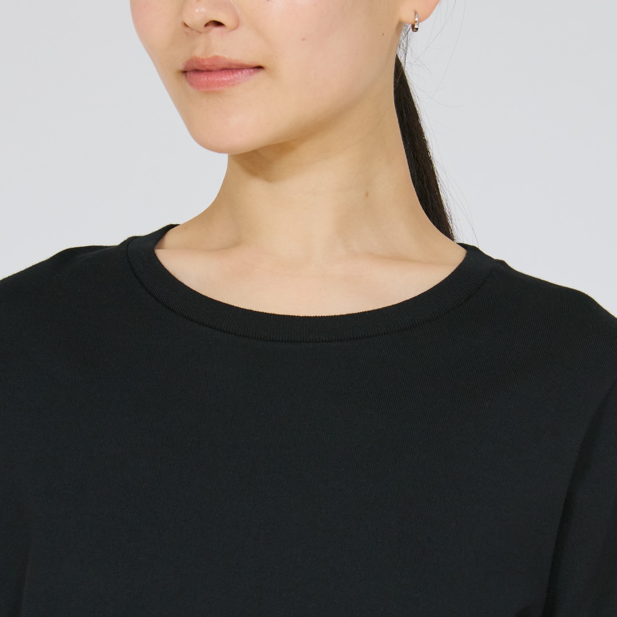 Hanes T-SHIRTS KURO for HER �N���[�l�b�N�����O�X���[�uT�V���c