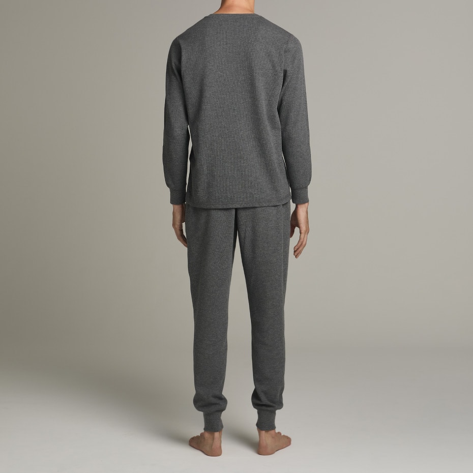 ワッフルロングスリーブクルーネック (RM8-C001）ヘザーチャコール