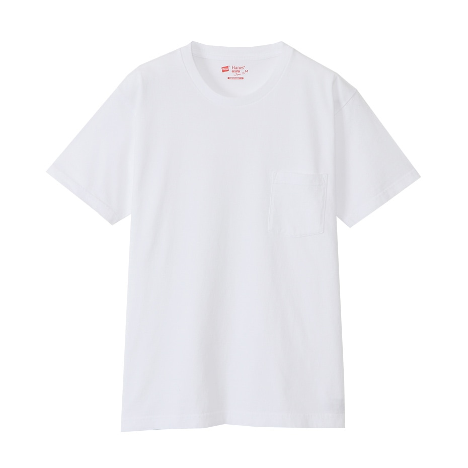 ジャパンフィット【2枚組】クルーネックポケットTシャツ ホワイト | ヘインズの公式通販サイト