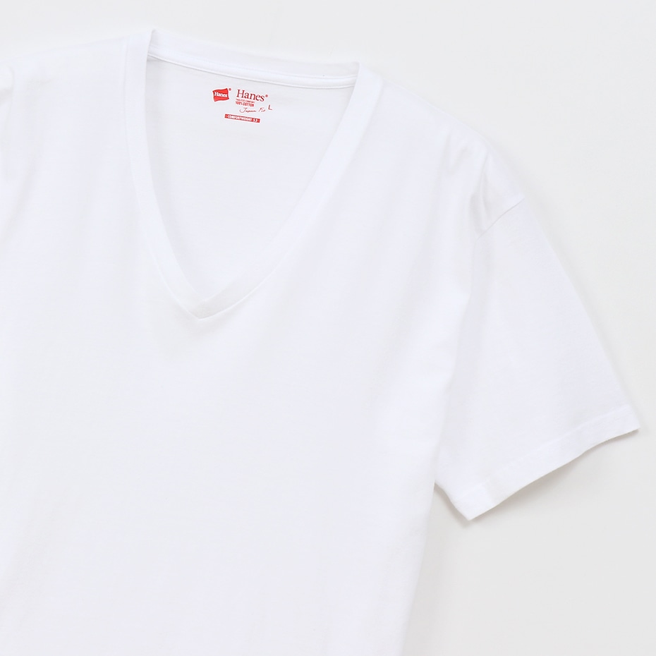 ジャパンフィット【2枚組】VネックTシャツ 5.3oz 23FW Japan Fit ヘインズ(H5355)