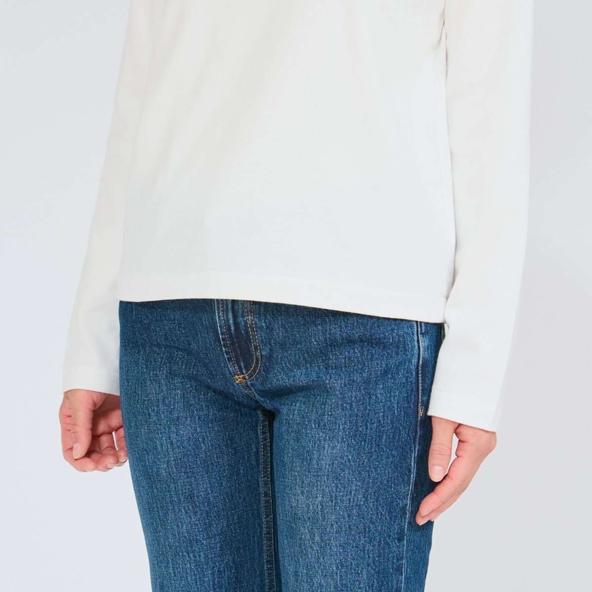 Hanes T-SHIRTS SHIRO for HER �N���[�l�b�N�����O�X���[�uT�V���c