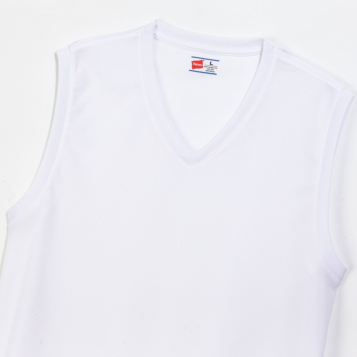 大きいサイズ 【2枚組】部活魂 ノースリーブVネックシャツ ホワイト ヘインズの公式通販サイト