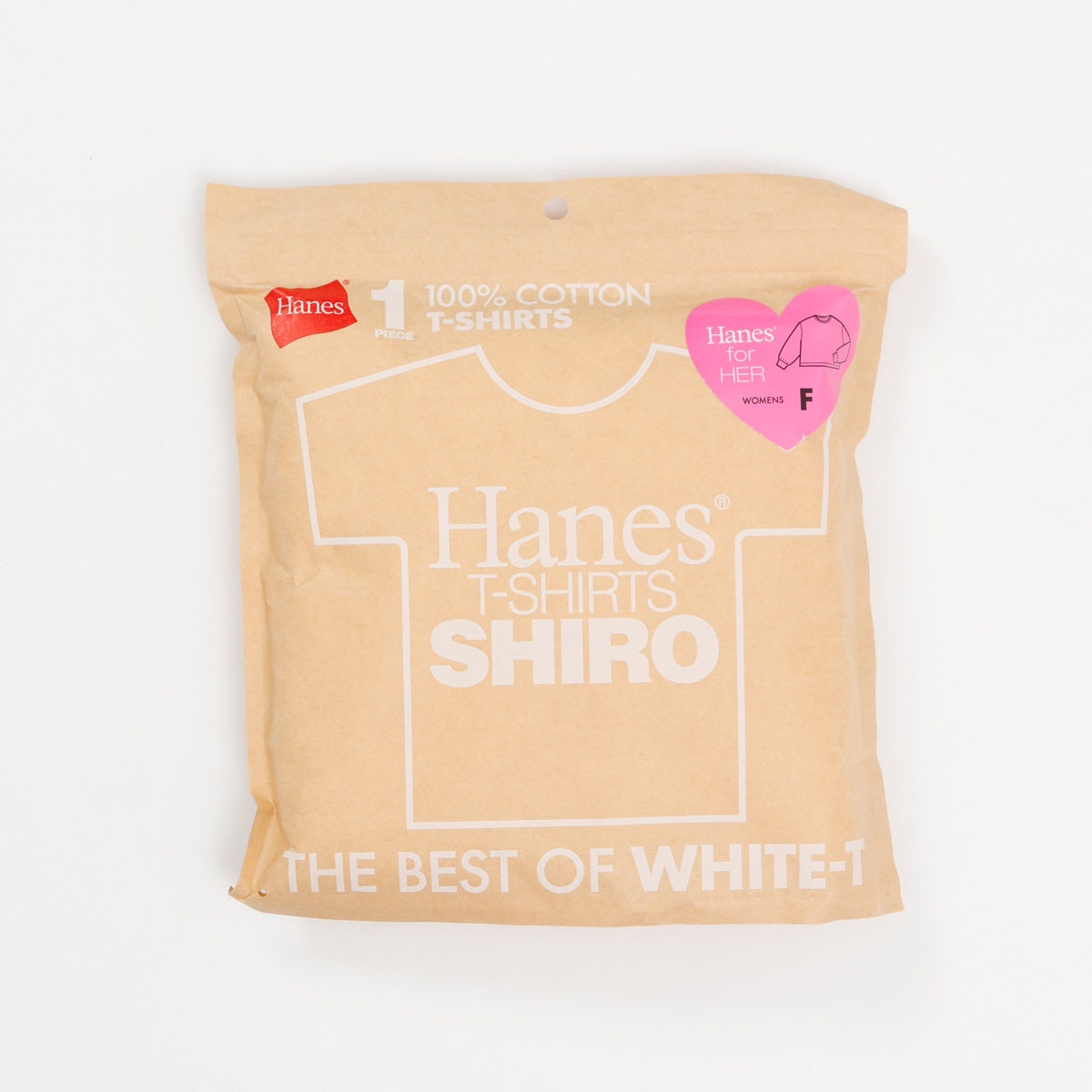Hanes T-SHIRTS SHIRO for HER �N���b�v�h���C�hT�V���c