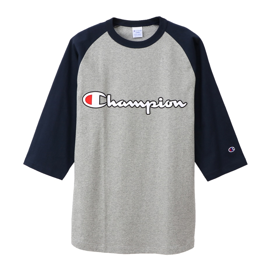 ラグラン3/4スリーブ【7分袖】Tシャツ OグレーXネイビー | チャンピオンの公式通販サイト