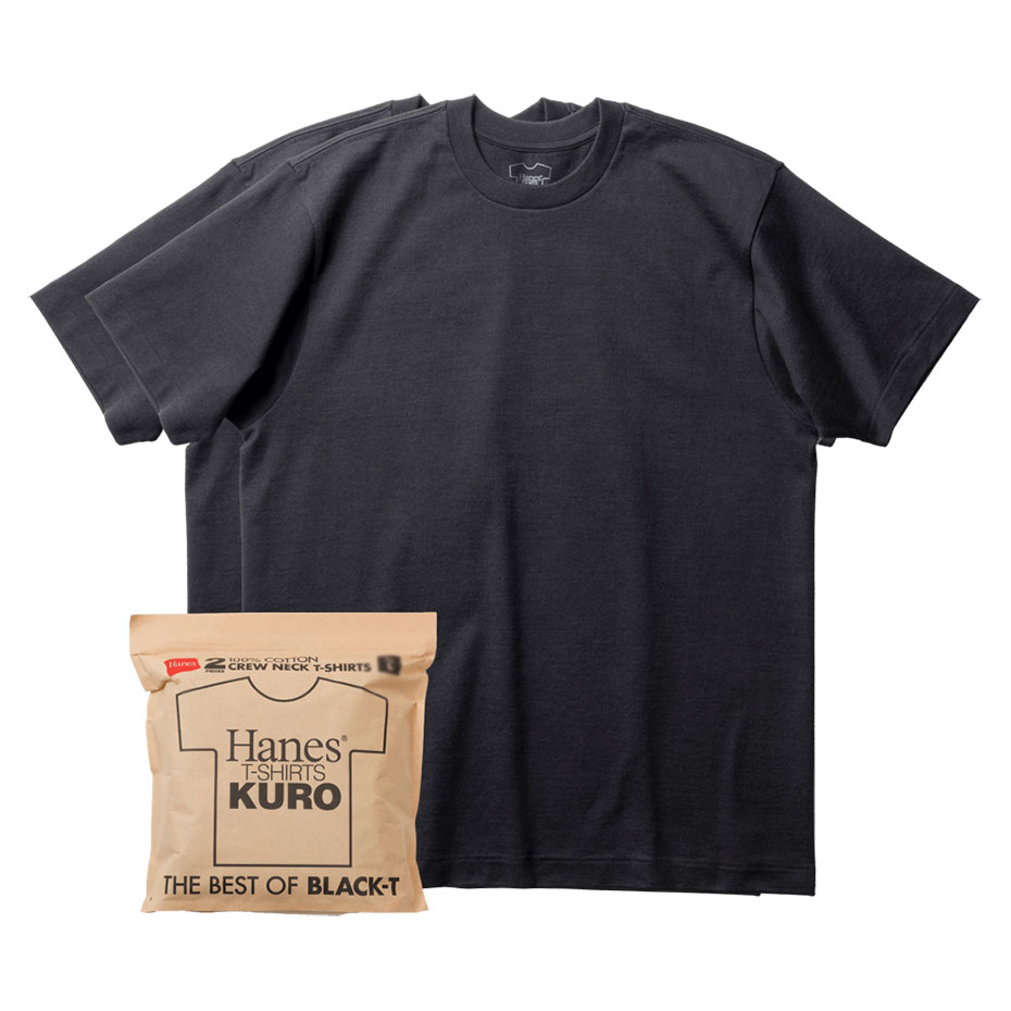 大きいサイズ 2枚組 Hanes T-SHIRTS KURO クルーネックTシャツ