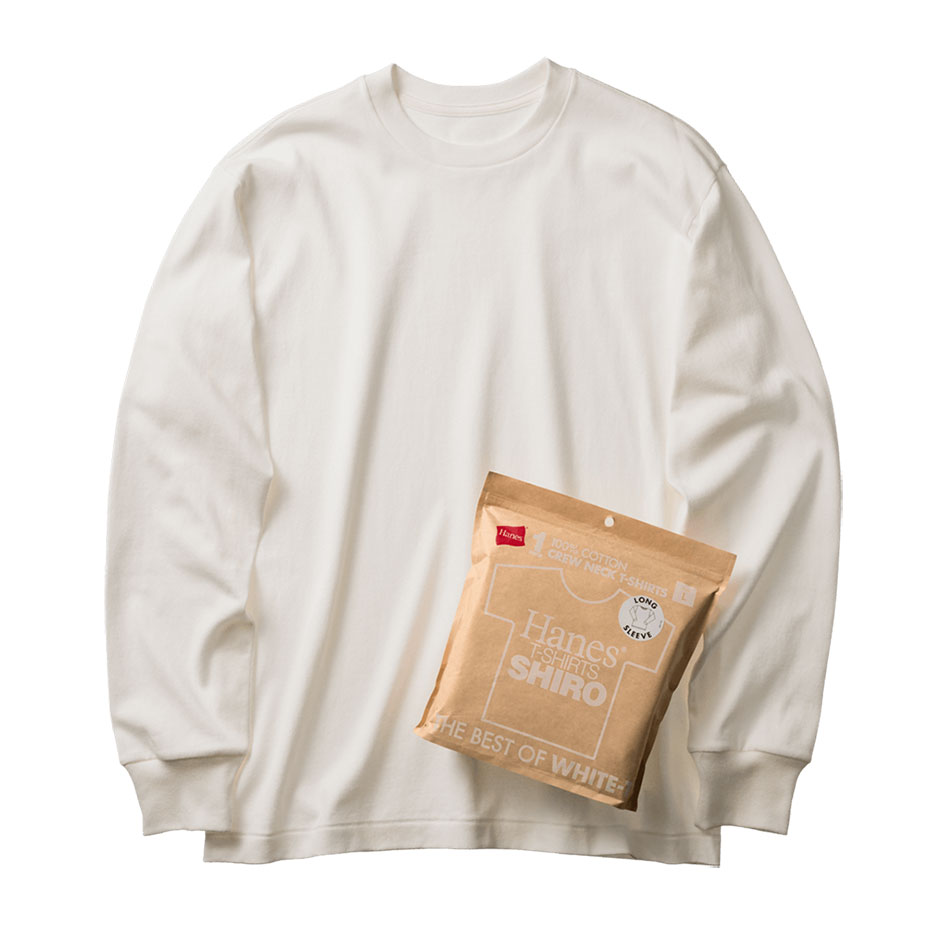 �傫���T�C�Y Hanes T-SHIRTS SHIRO �N���[�l�b�N�����O�X���[�uT�V���c 26SS �w�C���Y(HM4-D201)