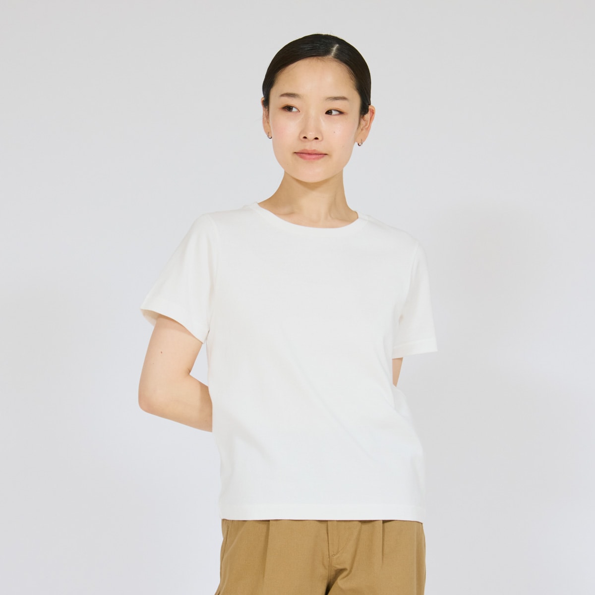Hanes T-SHIRTS SHIRO for HER �N���[�l�b�NT�V���c