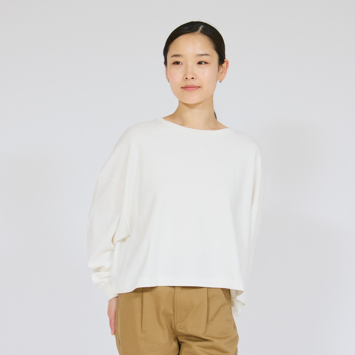 Hanes T-SHIRTS SHIRO for HER �N���b�v�h���C�hT�V���c