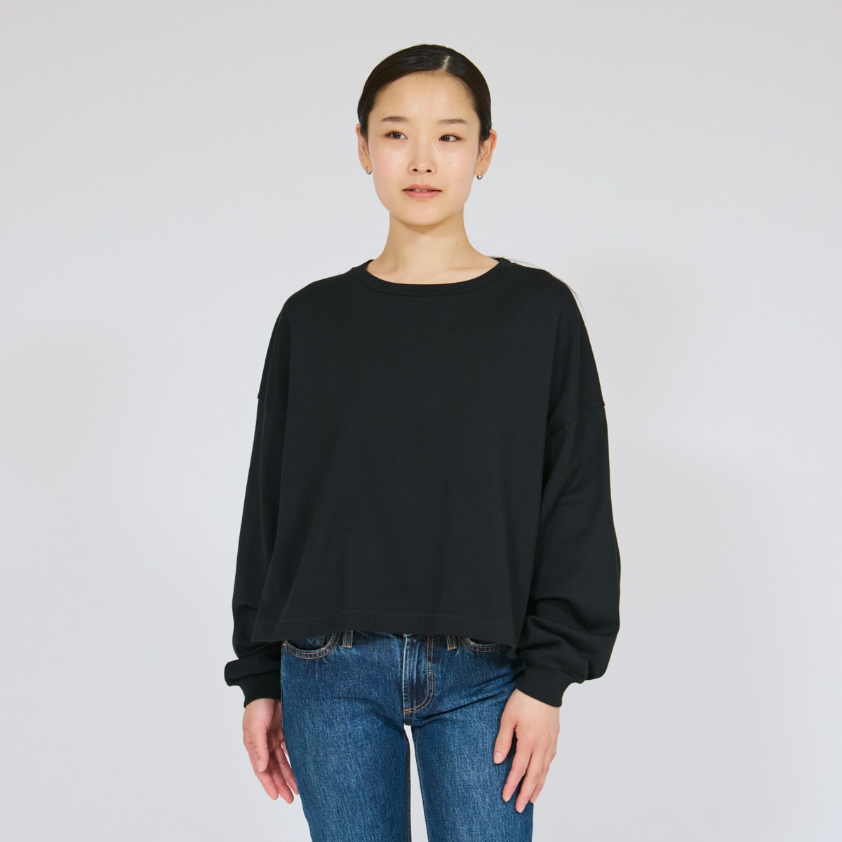 Hanes T-SHIRTS KURO for HER �N���b�v�h���C�hT�V���c