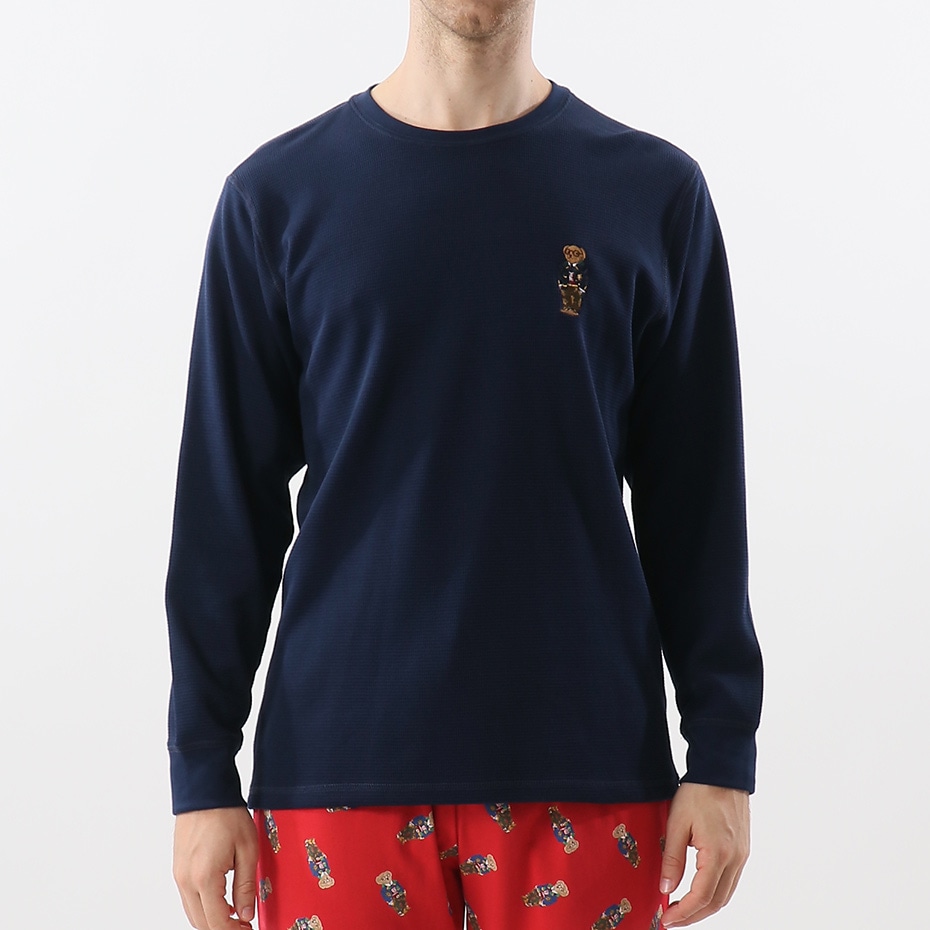 Varsity ベア刺繍 ワッフルTシャツ ネイビー |ポロ ラルフ ローレン メンズアンダーウェア/スリープウェアの公式通販サイト