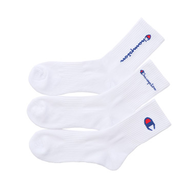 3足組 ロークルーソックスロゴ ハーフパイル ホワイト チャンピオンの公式通販サイト