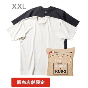 �傫���T�C�Y 2���g Hanes T-SHIRTS SHIRO/KURO �N���[�l�b�NT�V���c 26SS �w�C���Y(HM1-D703)