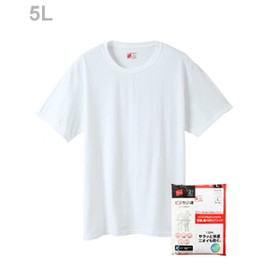 大きいサイズ5L【2枚組】ビジカジ魂 クルーネックTシャツ 22FW 魂シリーズ ヘインズ(HM1EN701K)