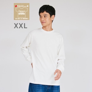 �傫���T�C�Y Hanes T-SHIRTS SHIRO �N���[�l�b�N�����O�X���[�uT�V���c 26SS �w�C���Y(HM4-D201)