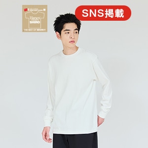 Hanes T-SHIRTS SHIRO �N���[�l�b�N�����O�X���[�uT�V���c