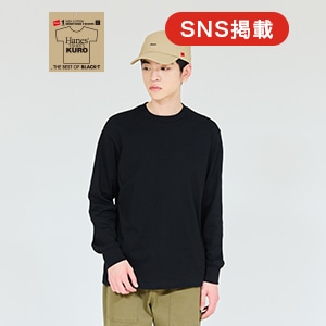 Hanes T-SHIRTS KURO �N���[�l�b�N�����O�X���[�uT�V���c