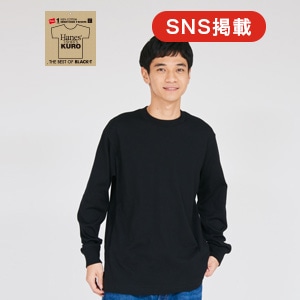 Hanes T-SHIRTS KURO �N���[�l�b�N�����O�X���[�uT�V���c 26SS �w�C���Y(HM4-D202)