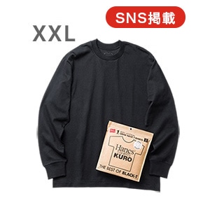 �傫���T�C�Y Hanes T-SHIRTS KURO �N���[�l�b�N�����O�X���[�uT�V���c 25FW �w�C���Y(HM4-C201)