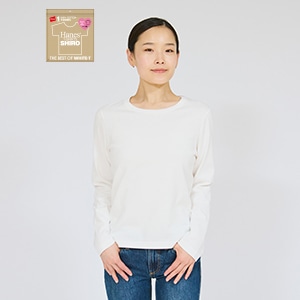 Hanes T-SHIRTS SHIRO for HER �N���[�l�b�N�����O�X���[�uT�V���c