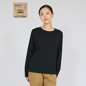 Hanes T-SHIRTS KURO for HER �N���[�l�b�N�����O�X���[�uT�V���c