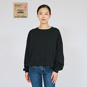 Hanes T-SHIRTS KURO for HER �N���b�v�h���C�hT�V���c